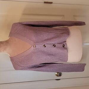 Cloud Chaser Cropped Cardigan Sweater, Dark Lavender/Heather Purple, Size Jr M